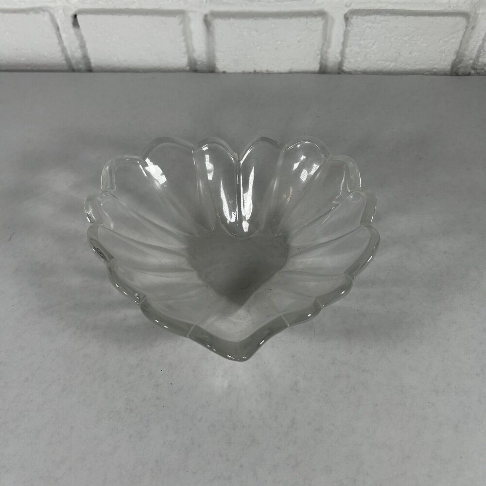 Heart Shaped Candy Dish Glass Clear Vintage